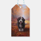 Bernedoodle in Herfstbladeren Herfst Inspire Cadeaulabel (Achterkant)