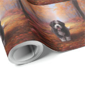 Bernedoodle in Herfstbladeren Herfst Inspire Cadeaupapier (Rol Hoek)