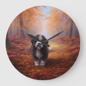 Bernedoodle in Herfstbladeren Herfst Inspire Grote Klok (Voorkant)