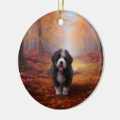 Bernedoodle in Herfstbladeren Herfst Inspire Keramisch Ornament (Links)