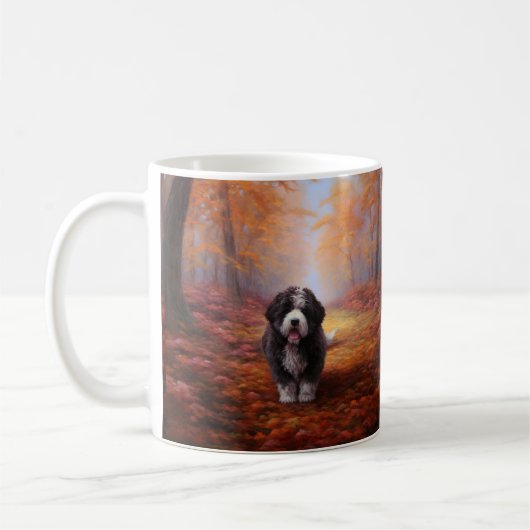 Bernedoodle in Herfstbladeren Herfst Inspire Koffiemok (Links)