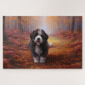 Bernedoodle in Herfstbladeren Herfst Inspire Legpuzzel (Horizontaal)