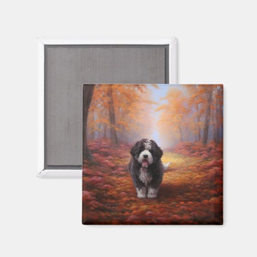 Bernedoodle in Herfstbladeren Herfst Inspire Magneet (Voorkant / Achterkant)
