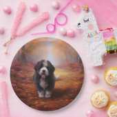 Bernedoodle in Herfstbladeren Herfst Inspire Papieren Bordje (Feest)