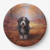 Bernedoodle in Herfstbladeren Herfst Inspire Papieren Bordje (Voorkant)