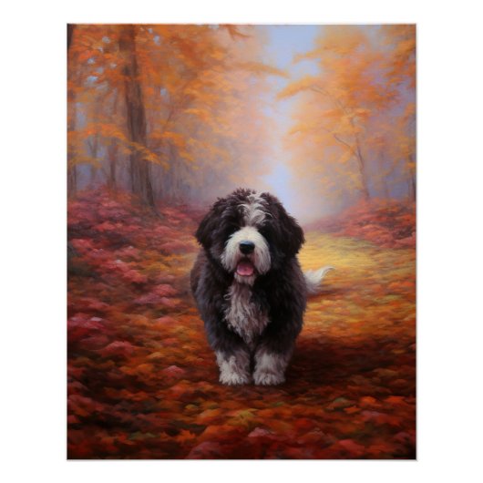 Bernedoodle in Herfstbladeren Herfst Inspire Perfect Poster (Voorkant)