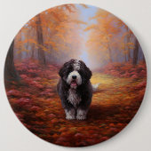 Bernedoodle in Herfstbladeren Herfst Inspire Ronde Button 6,0 Cm (Voorkant)