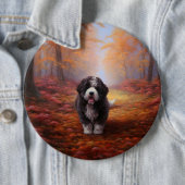 Bernedoodle in Herfstbladeren Herfst Inspire Ronde Button 6,0 Cm (In situ)
