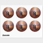 Bernedoodle in Herfstbladeren Herfst Inspire Ronde Sticker (Vel)