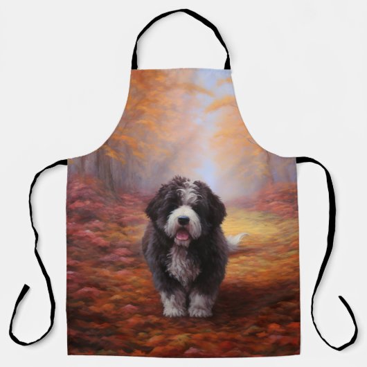 Bernedoodle in Herfstbladeren Herfst Inspire Schort (Voorkant)