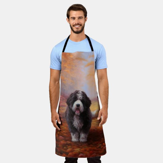 Bernedoodle in Herfstbladeren Herfst Inspire Schort (Gedragen)