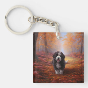 Bernedoodle in Herfstbladeren Herfst Inspire Sleutelhanger