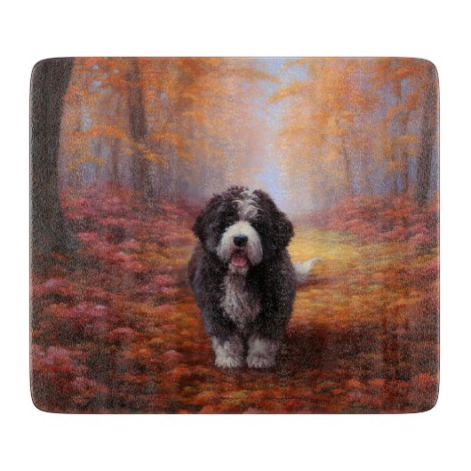 Bernedoodle in Herfstbladeren Herfst Inspire Snijplank (Voorkant)