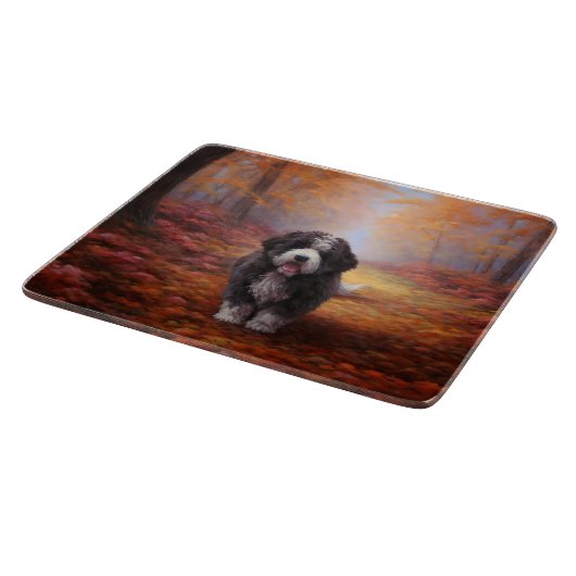 Bernedoodle in Herfstbladeren Herfst Inspire Snijplank (Hoek)