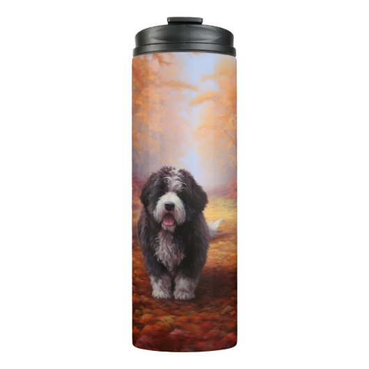 Bernedoodle in Herfstbladeren Herfst Inspire Thermosbeker (Voorkant)