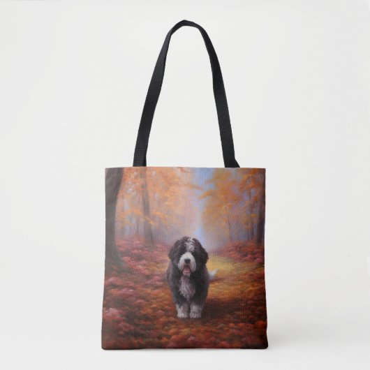 Bernedoodle in Herfstbladeren Herfst Inspire Tote Bag (Voorkant)