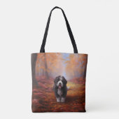 Bernedoodle in Herfstbladeren Herfst Inspire Tote Bag (Achterkant)
