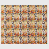 Bernedoodle in herfstbladeren Thanksgiving Kunst Cadeaupapier (Vlak)