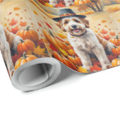 Bernedoodle in herfstbladeren Thanksgiving Kunst Cadeaupapier (Rol Hoek)