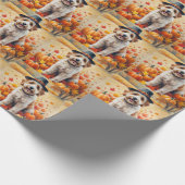 Bernedoodle in herfstbladeren Thanksgiving Kunst Cadeaupapier (Hoek)