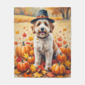 Bernedoodle in herfstbladeren Thanksgiving Kunst Fleece Deken (Voorkant)