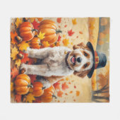 Bernedoodle in herfstbladeren Thanksgiving Kunst Fleece Deken (Voorkant (Horizontaal))