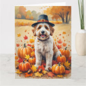 Bernedoodle in herfstbladeren Thanksgiving Kunst Kaart (Voorkant)