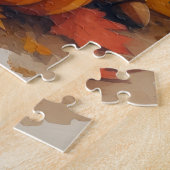 Bernedoodle in herfstbladeren Thanksgiving Kunst Legpuzzel (Zijkant)