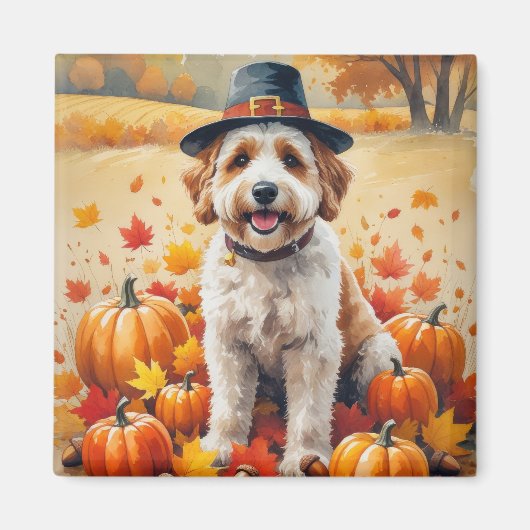 Bernedoodle in herfstbladeren Thanksgiving Kunst Magneet (Voorkant)