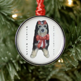 Bernedoodle in kerstkostuum metalen ornament