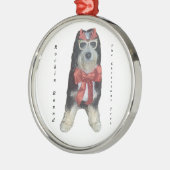 Bernedoodle in kerstkostuum metalen ornament (Links)