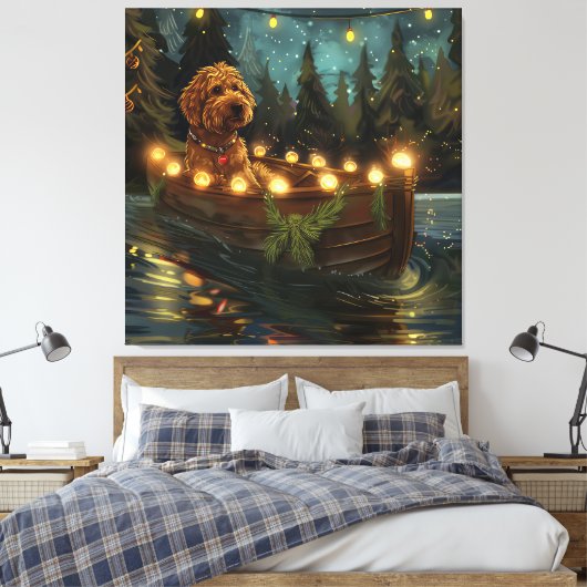 Bernedoodle Kerst Feestelijke reis Canvas Afdruk (Insitu (Slaapkamer))