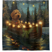 Bernedoodle Kerst Feestelijke reis Douchegordijn (Voorkant)