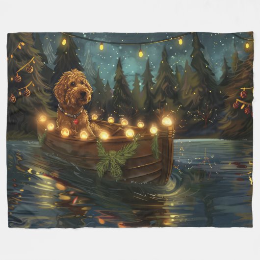 Bernedoodle Kerst Feestelijke reis Fleece Deken (Voorkant (Horizontaal))