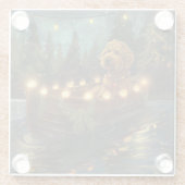 Bernedoodle Kerst Feestelijke reis Glazen Onderzetter (Achterkant)