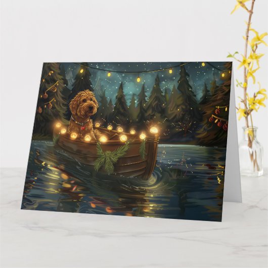 Bernedoodle Kerst Feestelijke Reis Kaart (Gele Bloem)