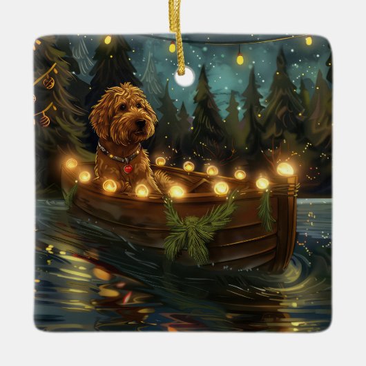 Bernedoodle Kerst Feestelijke reis Keramisch Ornament (Voorkant)