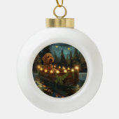 Bernedoodle Kerst Feestelijke reis Keramische Bal Ornament (Voorkant)