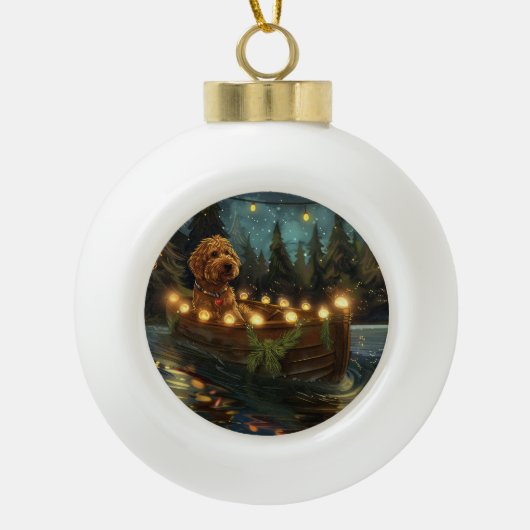 Bernedoodle Kerst Feestelijke reis Keramische Bal Ornament (Voorkant)