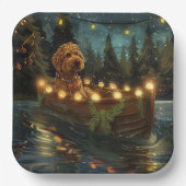 Bernedoodle Kerst Feestelijke reis Papieren Bordje (Voorkant)