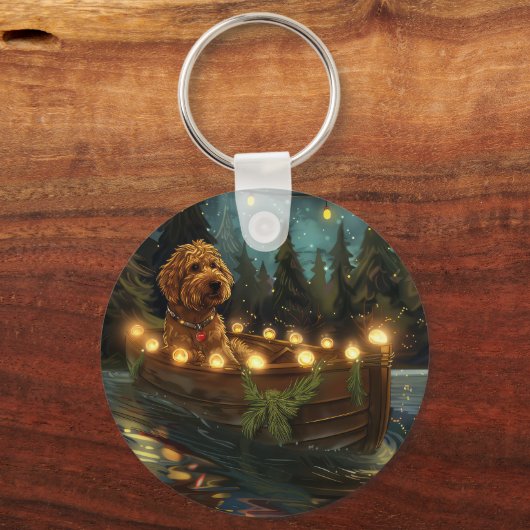 Bernedoodle Kerst Feestelijke reis Sleutelhanger (Achterkant)