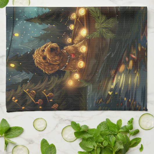 Bernedoodle Kerst Feestelijke reis Theedoek (Gevouwen)