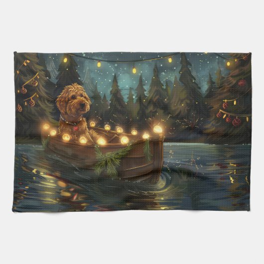 Bernedoodle Kerst Feestelijke reis Theedoek (Horizontaal)