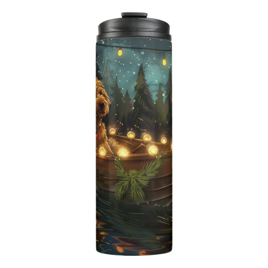 Bernedoodle Kerst Feestelijke reis Thermosbeker (Voorkant)