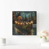 Bernedoodle Kerst Feestelijke reis Vierkante Klok (Huis)