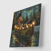 Bernedoodle Kerst Feestelijke reis Vierkante Klok (Hoek)