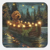 Bernedoodle Kerst Feestelijke reis Vierkante Sticker (Voorkant)