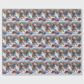 Bernedoodle Kerst Feestelijke Sneeuwscène Hond Cadeaupapier (Vlak)