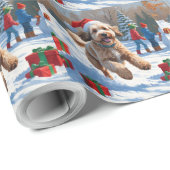 Bernedoodle Kerst Feestelijke Sneeuwscène Hond Cadeaupapier (Rol Hoek)