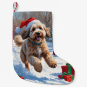 Bernedoodle Kerst Feestelijke Sneeuwscène Kleine Kerstsok (Voorkant)